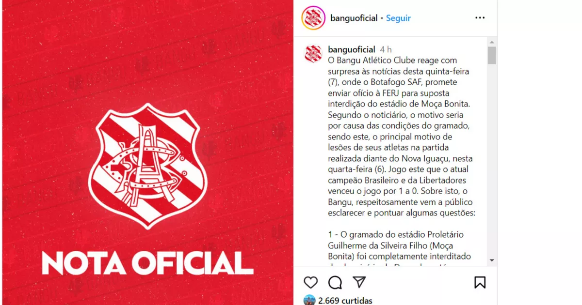 Bangu e Botafogo trocam farpas após vitória no gramado de Moça Bonita: Entenda o que aconteceu!