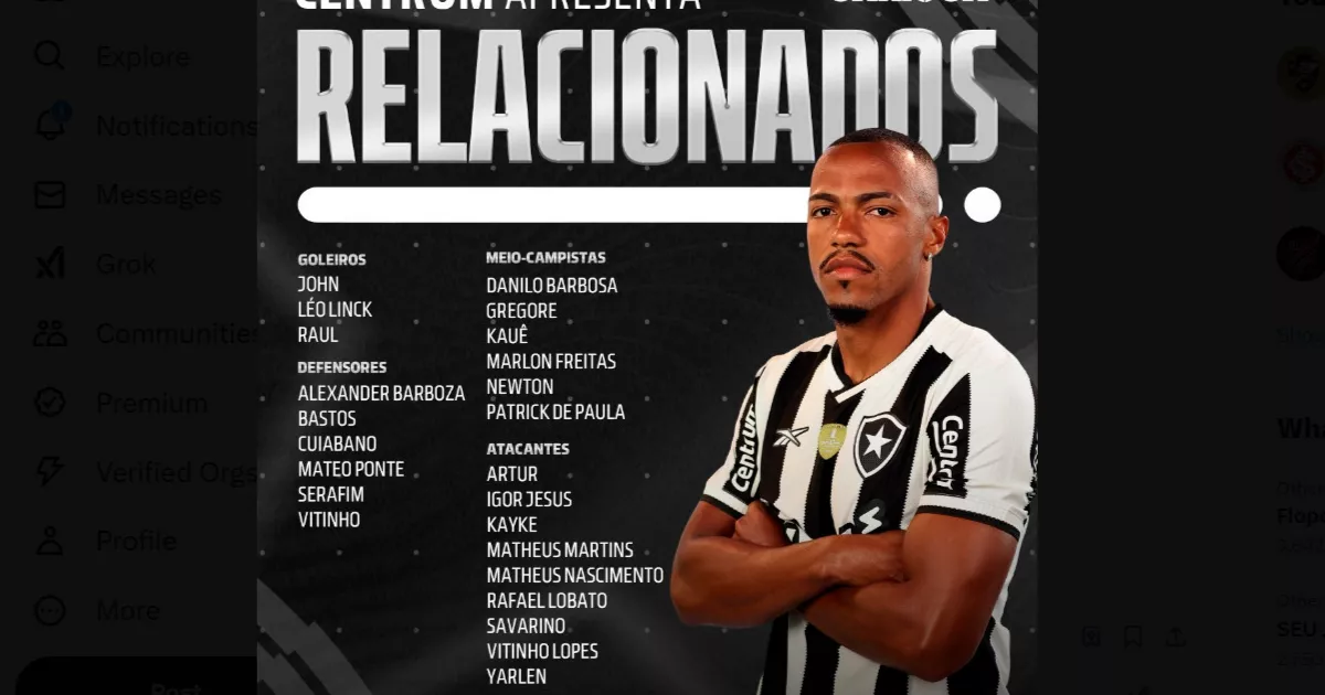 Botafogo em campo: veja desfalques e novidades no jogo contra o Nova Iguaçu pelo Campeonato Carioca